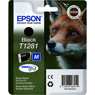 Epson Fox T1281 Inkjet Printer Cartridge, Black Epson Fox T1281 Inkjet Printer Cartridge, Black